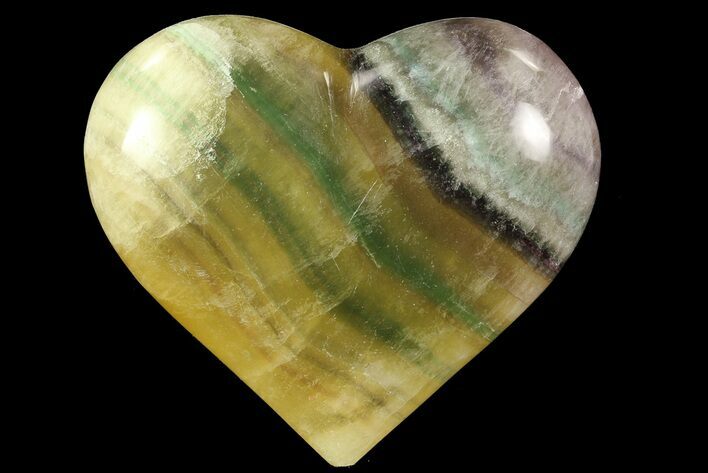 Polished Banded Fluorite Heart - Argentina #84189